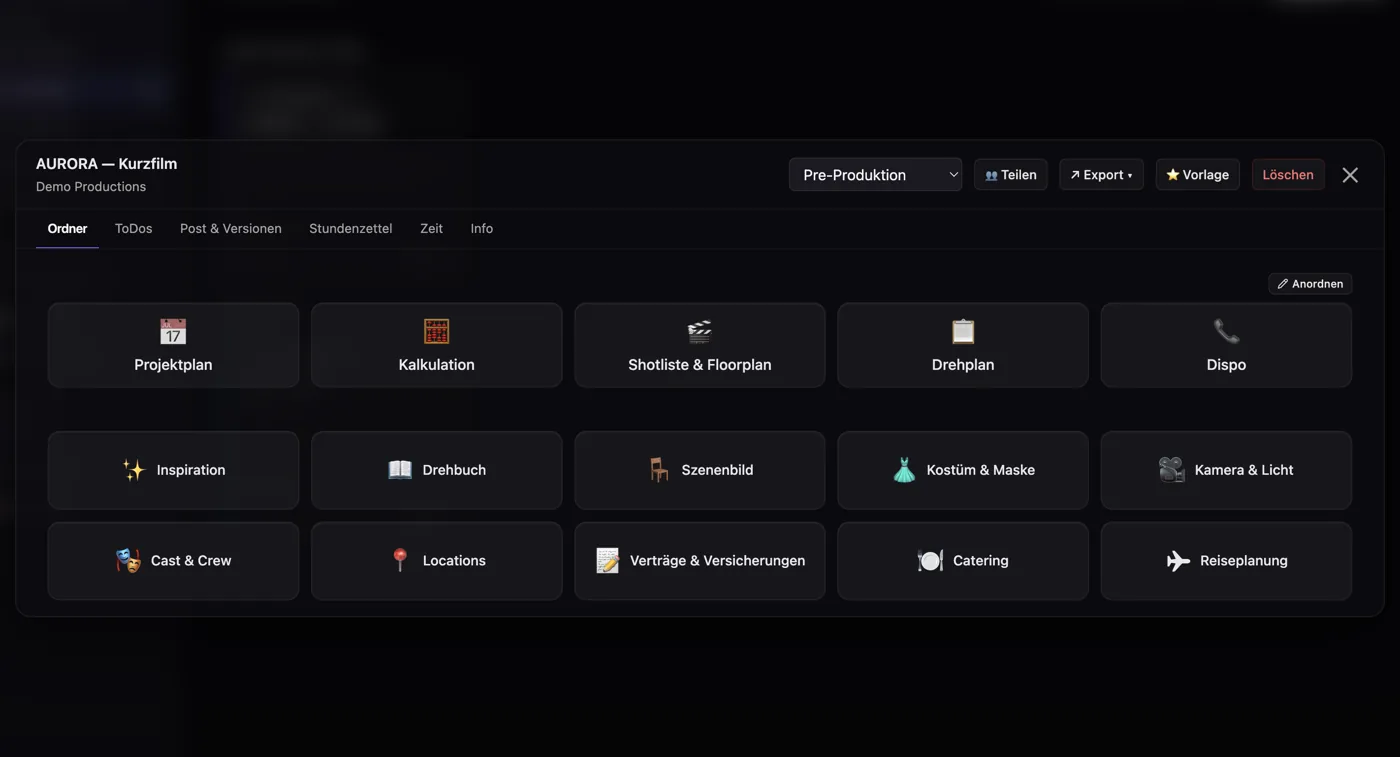 CineDash Modul-Übersicht